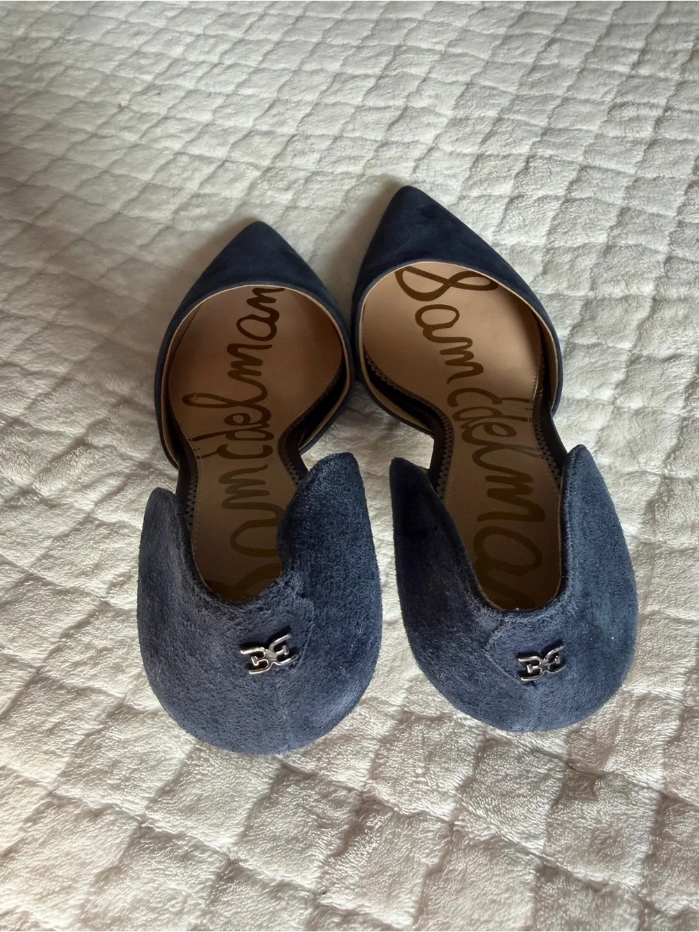 Sam Edelman Navy Suede Pointed D'Orsay Heels